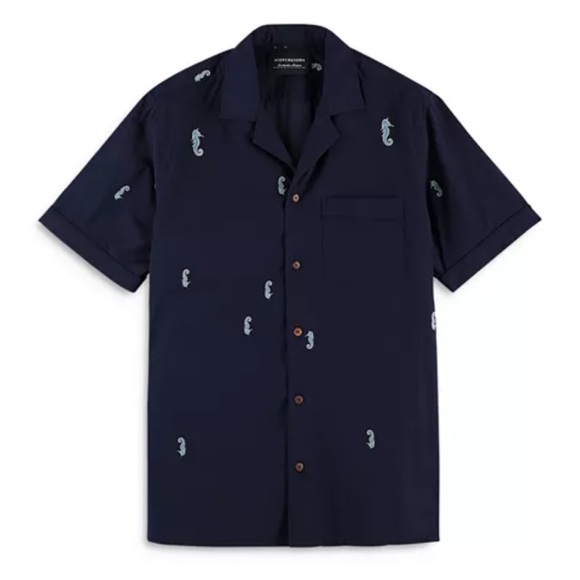 Scotch & Soda Other - Scotch & Soda Navy Blue SS Seahorse Casual Button Down Shirt Size: Medium